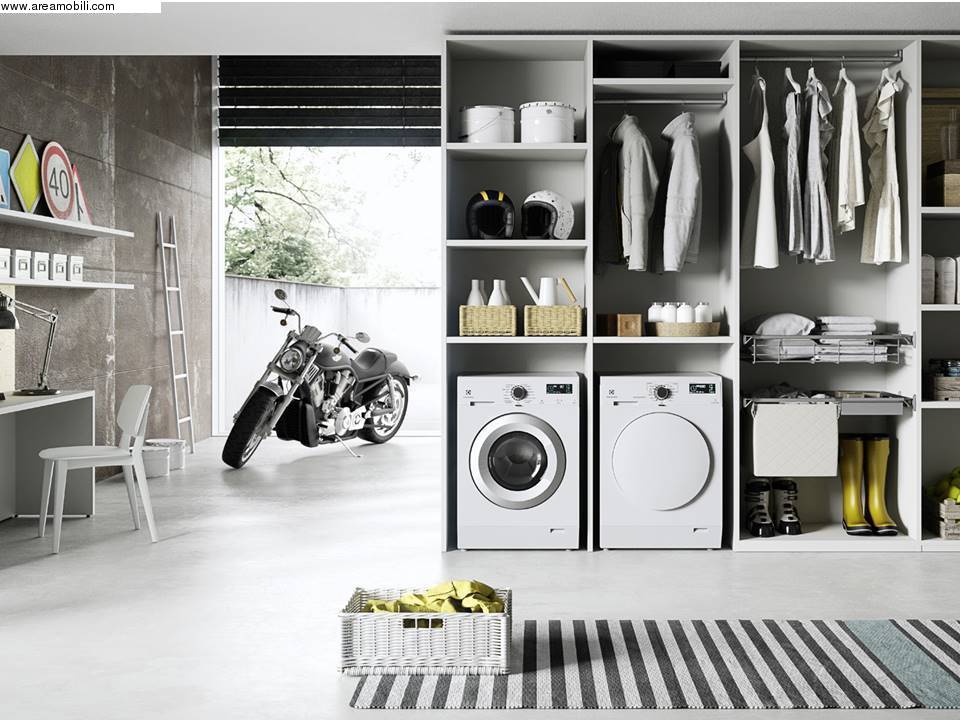 Lavanderia con scarpiera: mobili porta lavatrice e asciugatrice - Visma  Arredo OUTLET